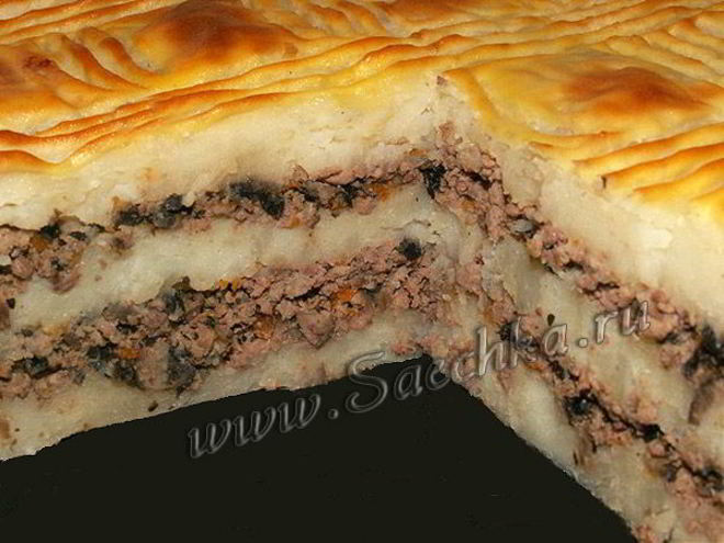 Рецепт картофельной запеканки с грибами и куриными сердечками