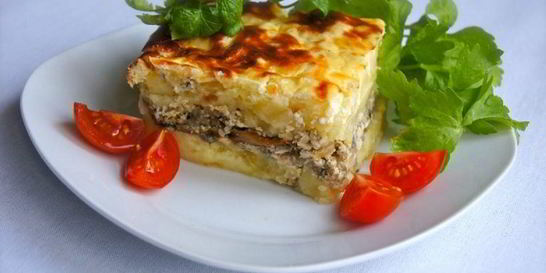 Картофельная запеканка с маринованными грибами