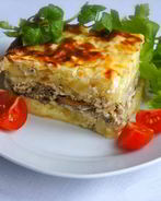 Картофельная запеканка с маринованными грибами