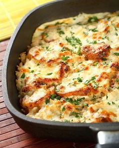 Картофельная запеканка с мясом и грибами