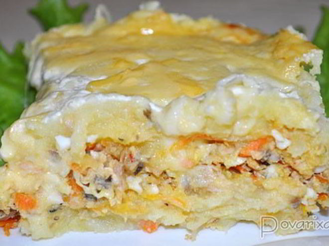 Рецепт картофельной запеканки с рыбными консервами