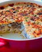 Картофельная запеканка с шампиньонами и куриным филе