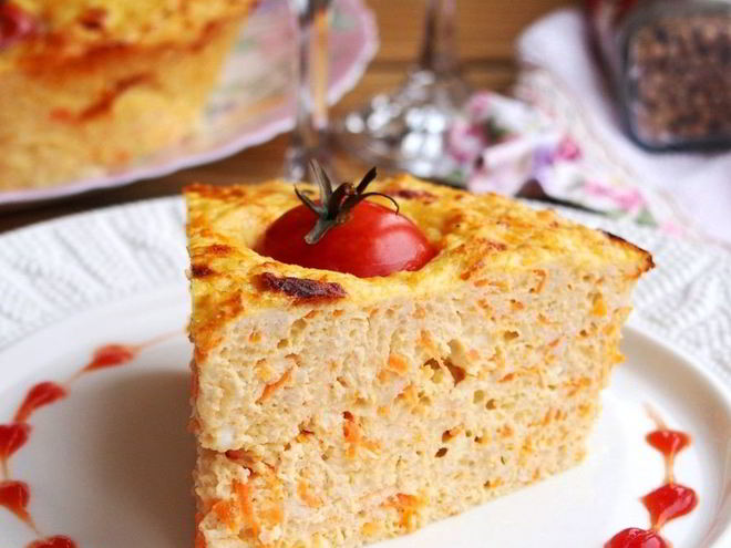 Рецепт куриной запеканки с творогом и помидорами черри