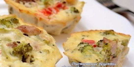 Мини-запеканка с курицей и брокколи