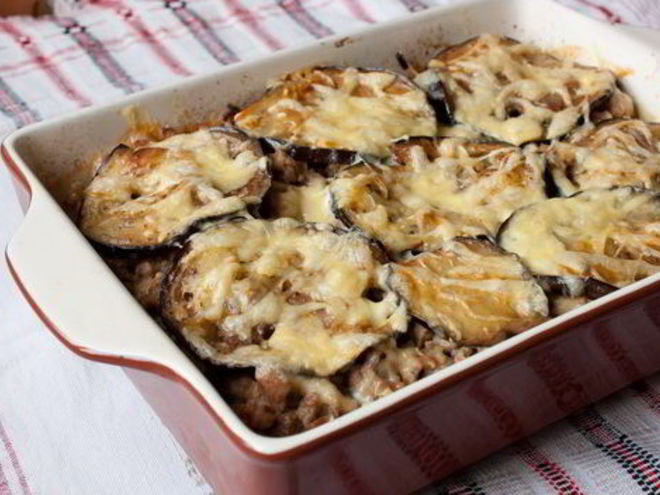 Рецепт мясной запеканки с баклажанами