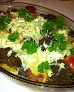 Овощная запеканка с говяжими тефтелями