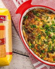 Пшенная запеканка с курицей и шпинатом
