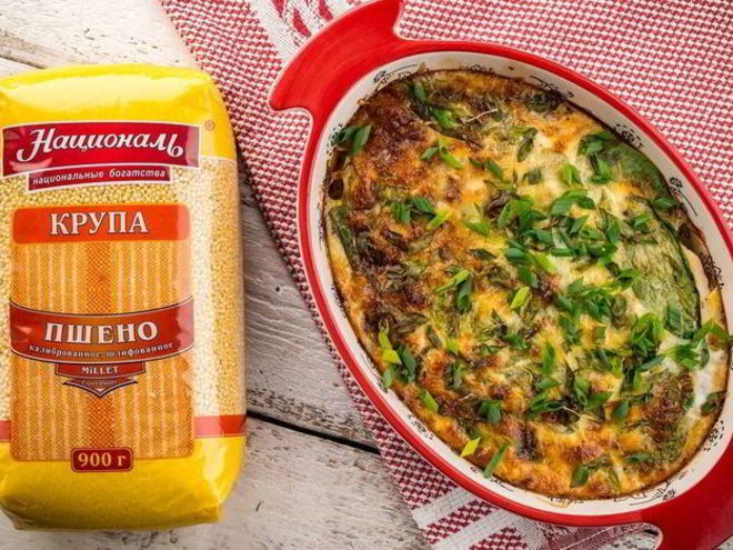 Рецепт пшенной запеканки с курицей и шпинатом