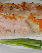 Рисовая запеканка с горбушей и овощами