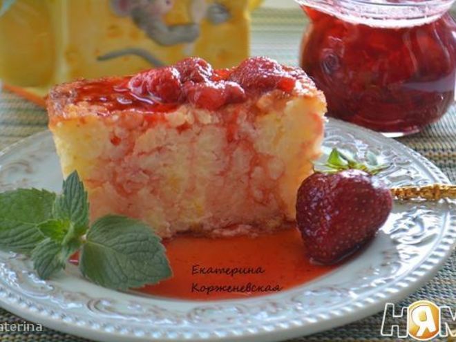 Рецепт рисовой запеканки с клубничным соусом