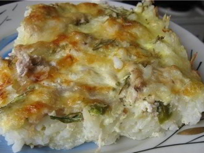 Рецепт рисовой запеканки с курицей и соусом бешамель