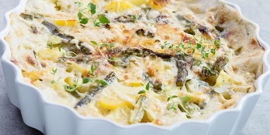 Цветная запеканка из спаржи