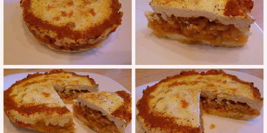 Творожная запеканка с яблочной начинкой