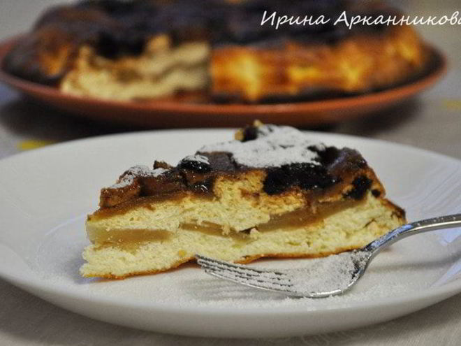 Рецепт творожной запеканки с яблочной прослойкой и черносливом
