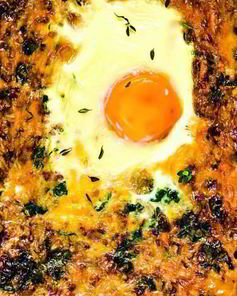 Творожно-гречневая запеканка со шпинатом и яйцом