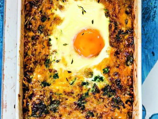 Рецепт творожно-гречневой запеканка со шпинатом и яйцом