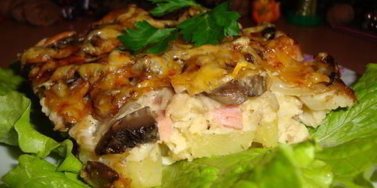 Запеканка Грибы на подушке