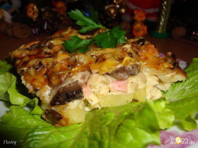 Рецепт запеканки грибы на подушке