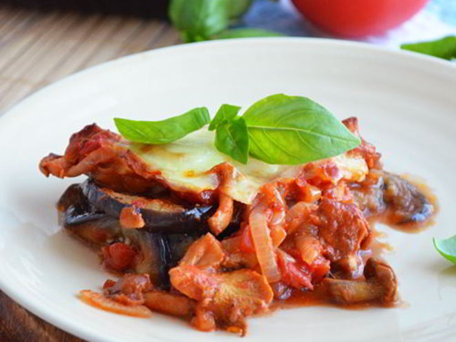 Рецепт запеканки из баклажан с лисичками