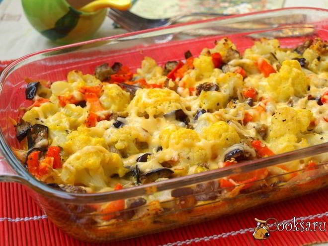 Рецепт запеканки из баклажанов и цветной капусты