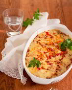 Запеканка из фарша с рисом и томатами