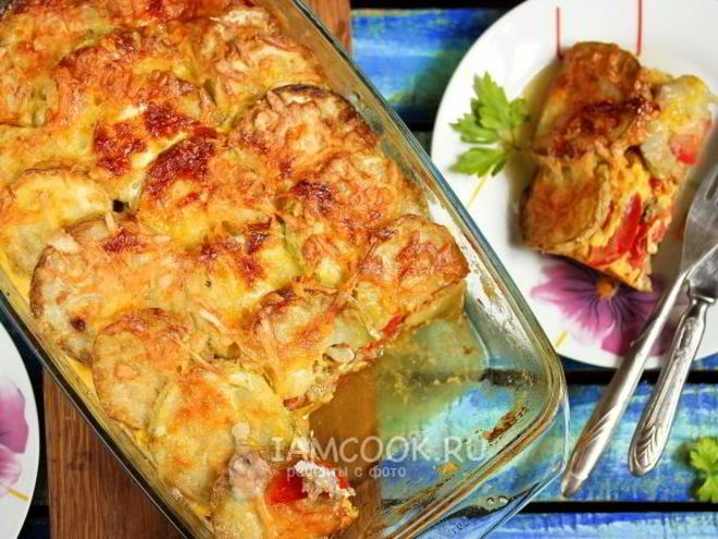 Рецепт запеканки из кабачков с фаршем