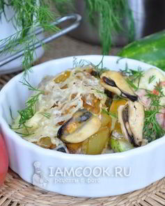 Запеканка из кабачков с мидиями