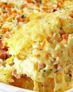 Запеканка из риса с ветчиной и сыром