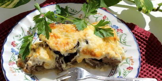 Запеканка с баклажанами и печенью
