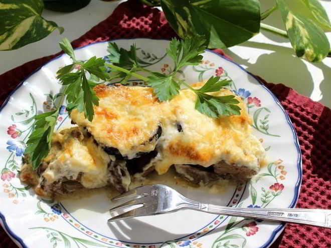 Рецепт запеканки с баклажанами и печенью