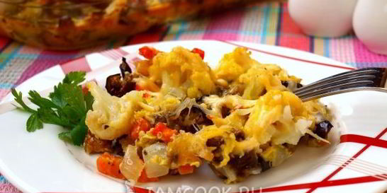 Запеканка с баклажанами и цветной капустой