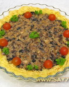 Запеканка с грибами и картофельным пюре