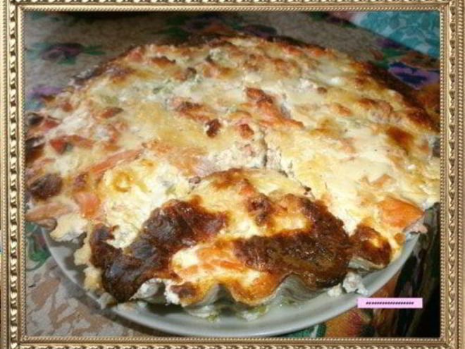 Рецепт запеканки с красной рыбой и овощами