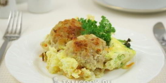 Запеканка с мясными колобками