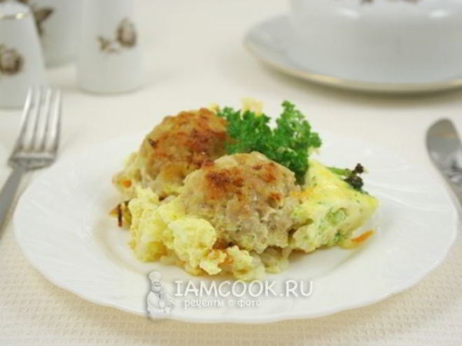 Рецепт запеканки с мясными колобками