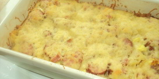 Запеканка с сосисками