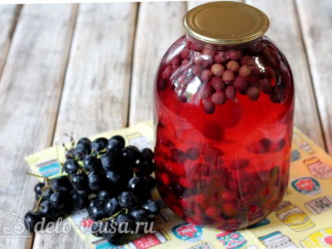 Рецепт компота из кизила и винограда на зиму