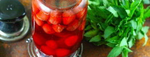 компот из клубники с мятой на зиму. Шаг 12