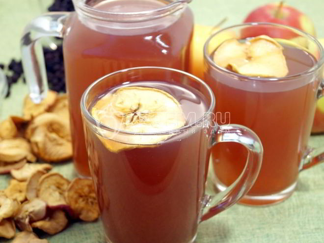 Рецепт компота из сушеных яблок с ягодами