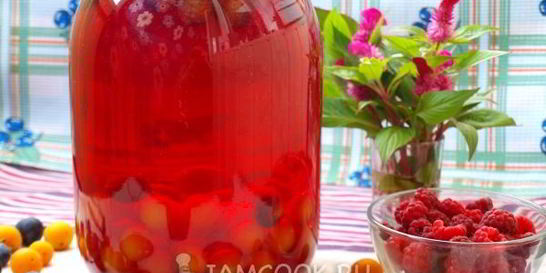 Компот из терна, алычи и малины на зиму