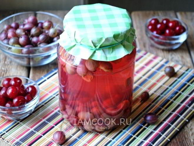 Рецепт компота из вишни и крыжовника