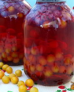 Компот с алычой и малиной