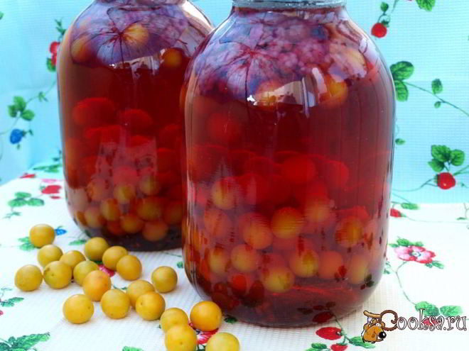 Рецепт компота с алычой и малиной