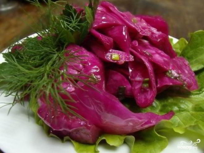 Рецепт капусты маринованной с чесноком и свеклой
