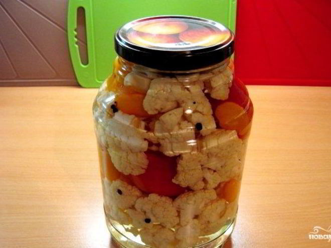 Рецепт маринованной цветной капусты на зиму в банках