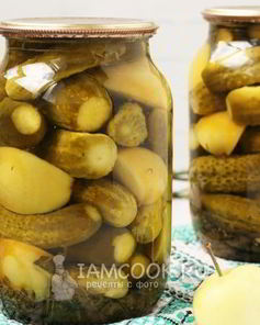 Огурцы, маринованные с яблоками без стерилизации