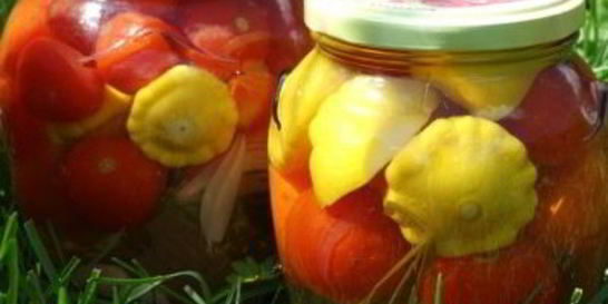 Патиссоны, маринованные с помидорами