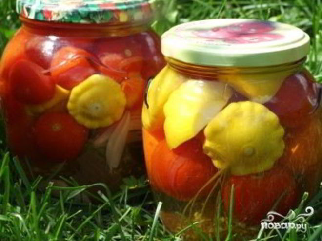 Рецепт патиссонов, маринованных с помидорами
