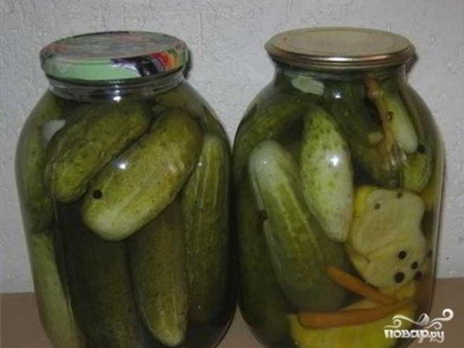 Рецепт патиссонов, консервированных с огурцами