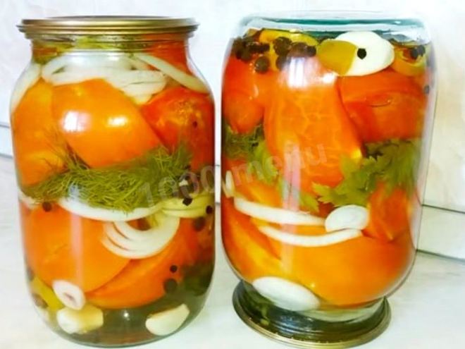 Рецепт помидоров дольками с чесноком на зиму